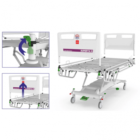 Pat de spital complet hidraulic SUPERTA H, capacitate 250 kg