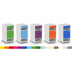 Noptiera medicala NS-20, cu 4 roti, sertar si dulap