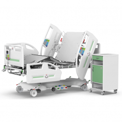 Noptiera medicala NS-22, cu 4 roti, masa integrata reglabila, sertar si dulap