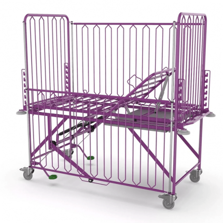 Pat pediatric pentru nou-nascuti BUDDY, maternitate, bebelusi, cu actionare manuala si inaltime reglabila