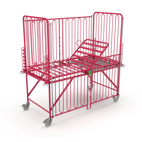 Pat pediatric pentru nou-nascuti TEDDY, maternitate, bebelusi, cu bariere laterale rabatabile si inaltime reglabila