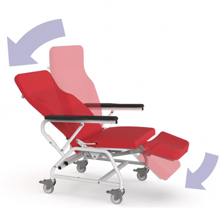 Scaun cardiac RESTINO, fotoliu medical mobil, actionare manuala, 3 sectiuni